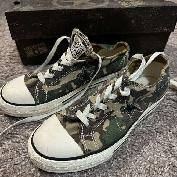 Converse Shoes - Vintage Y2K Converse One Star Camouflage Camo Green Canvas Sneakers